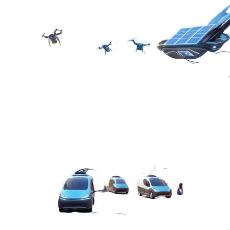 Futuristic City With Drones And Autonomous Vehicles  AI Image