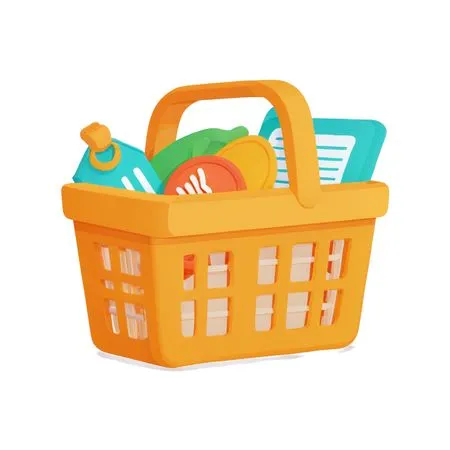 Grocery Basket With Various Items  AI Image