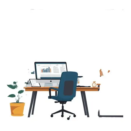 Modern Office Workspace With City View  AI Image