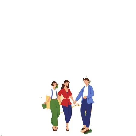 People Walking By House At Sunset  AI Image