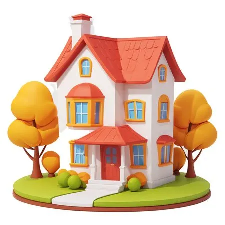 Whimsical House With Autumn Trees  AI Image