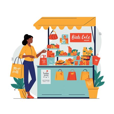 Woman shopping at a market stall  AI Image